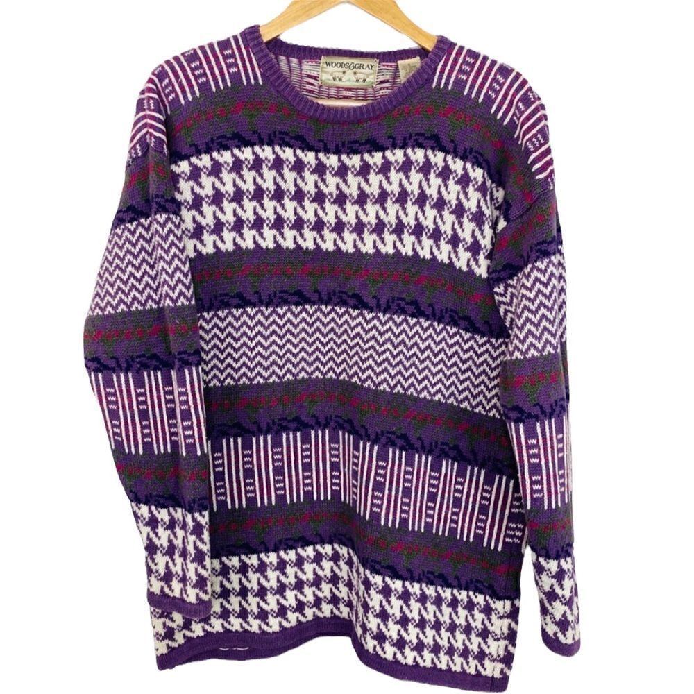 Vintage purple oversized 80’s grandma sweater size small